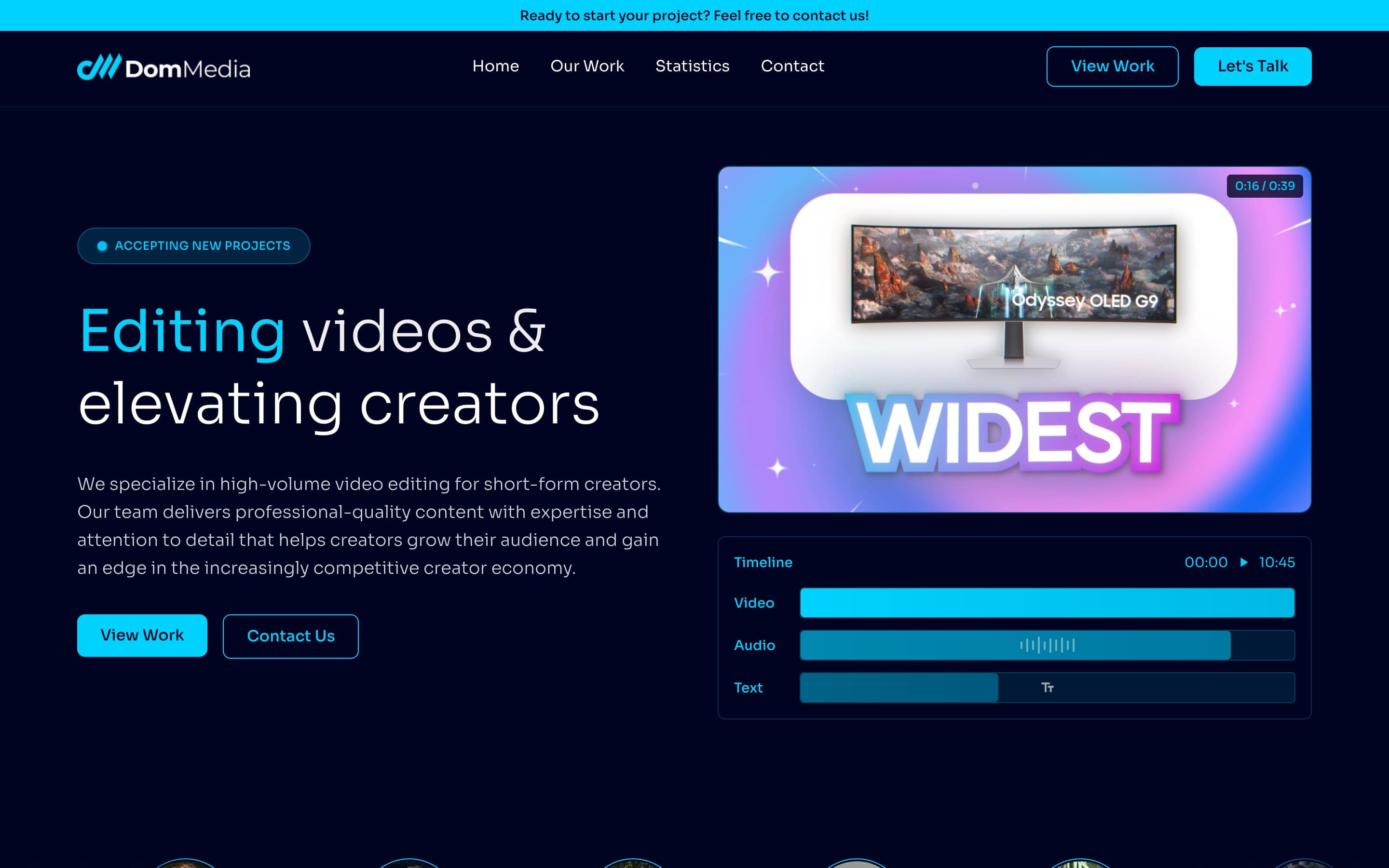 Dom Media website homepage
