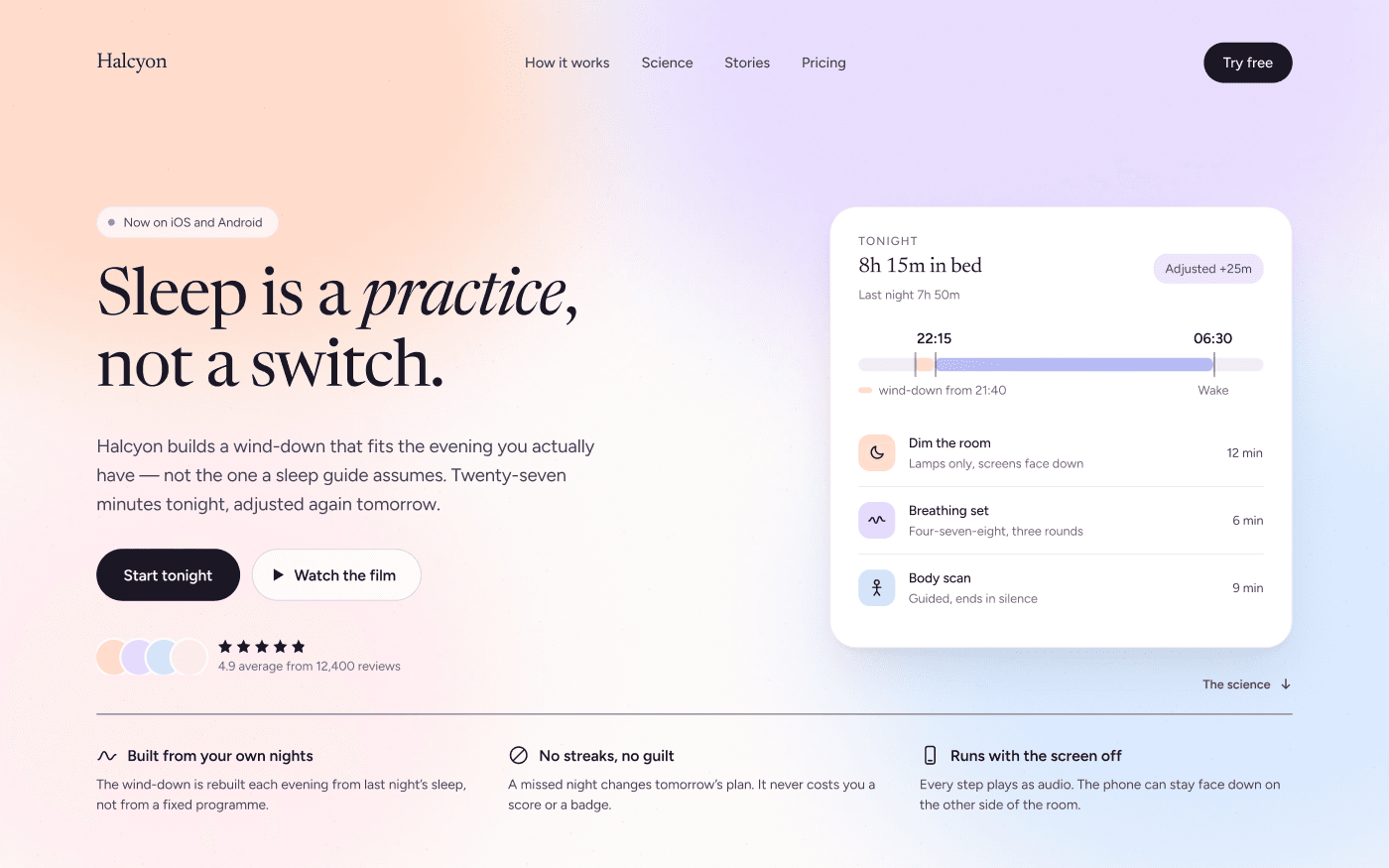 Halcyon website: screen