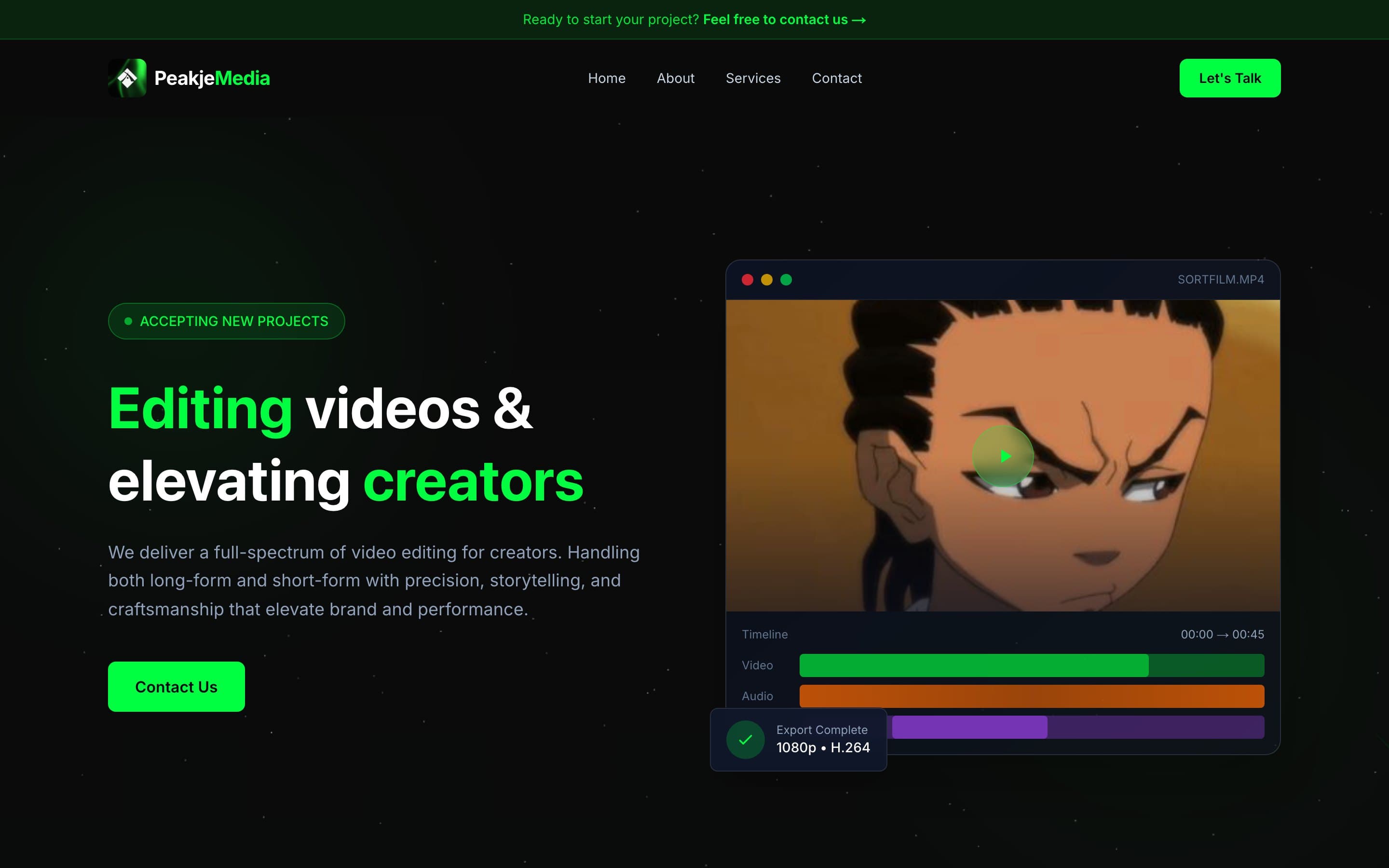 PeakjeMedia website homepage