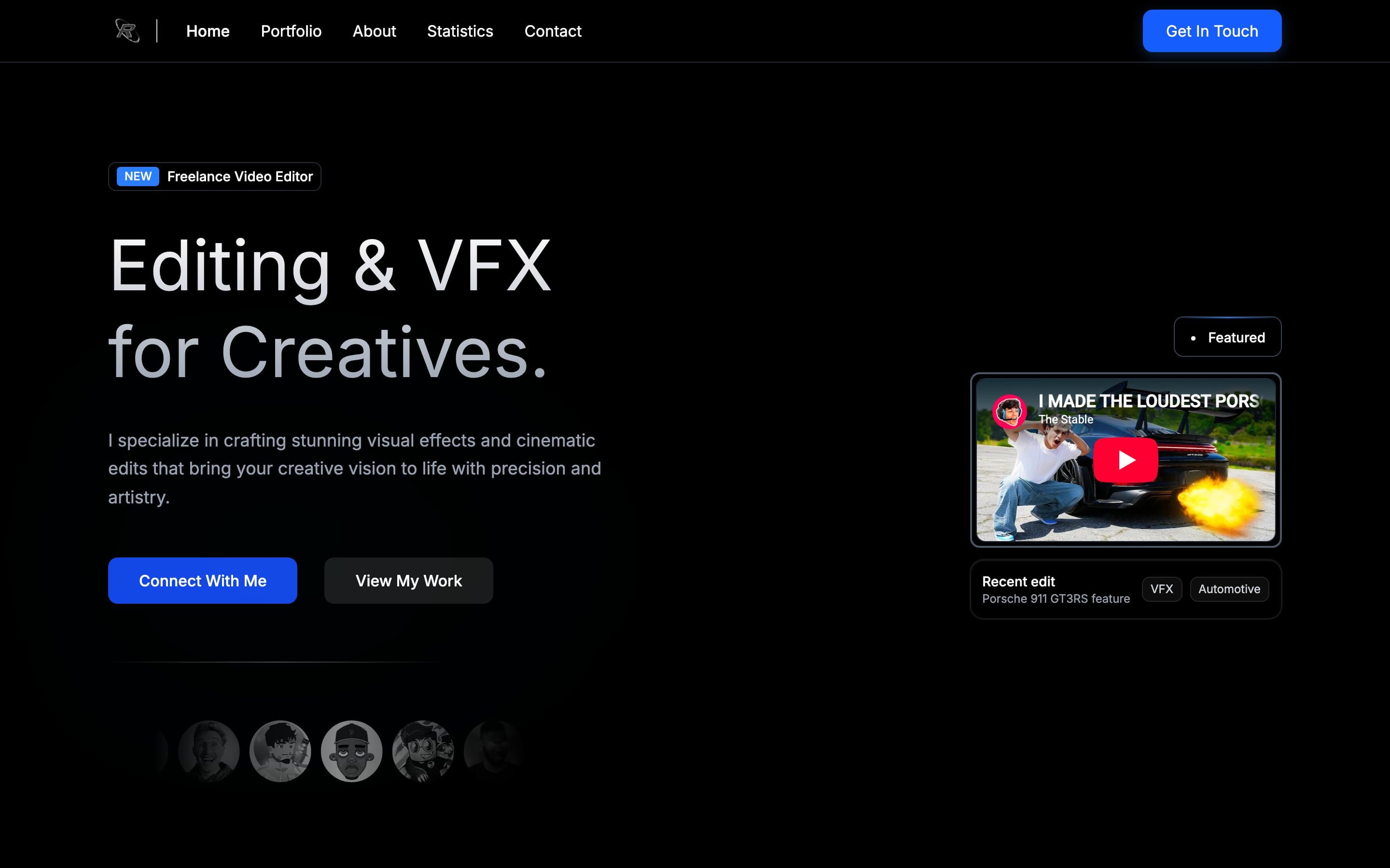Ross VFX website homepage