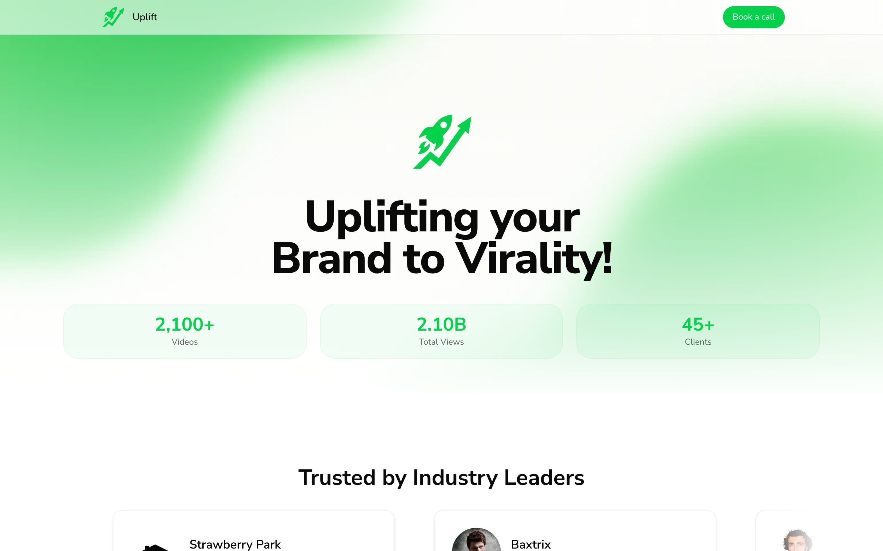 Uplift website homepage on desktop