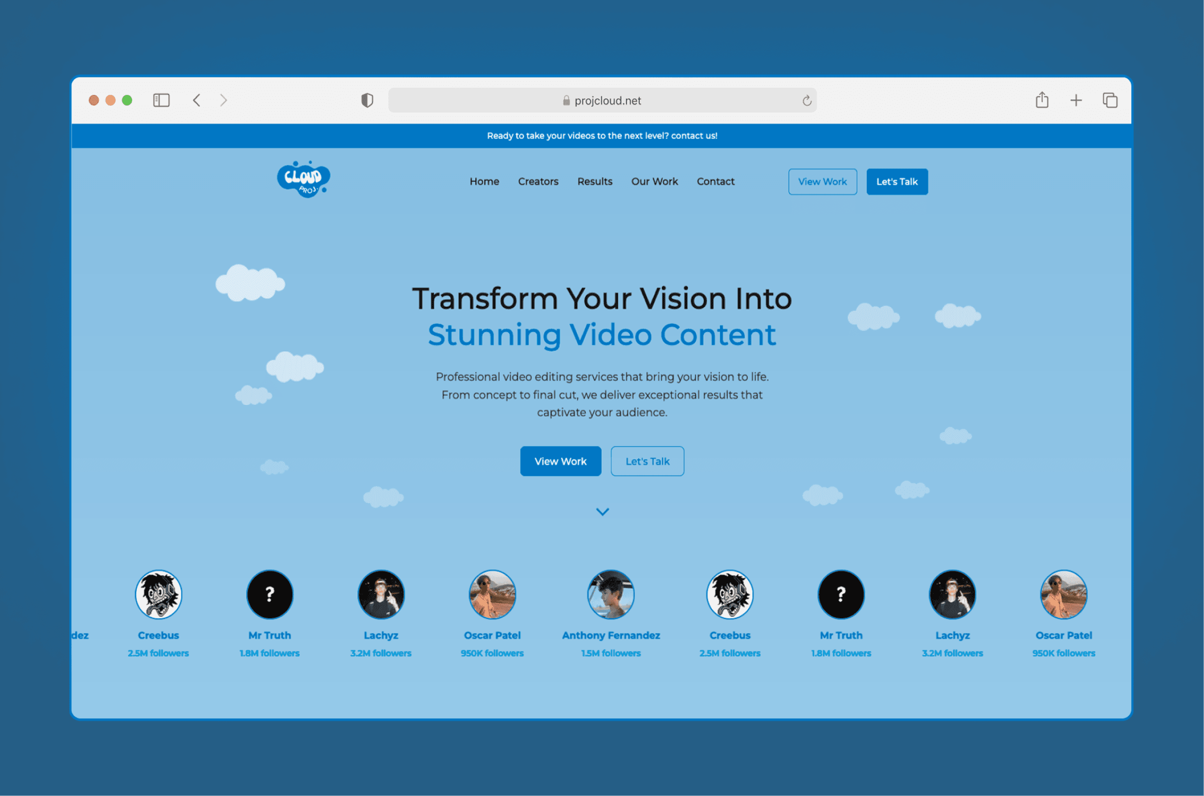 Project Cloud website: project cloud